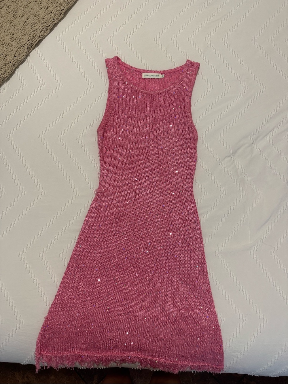 Asta Resort Pink Sequin Knit Mini Dress